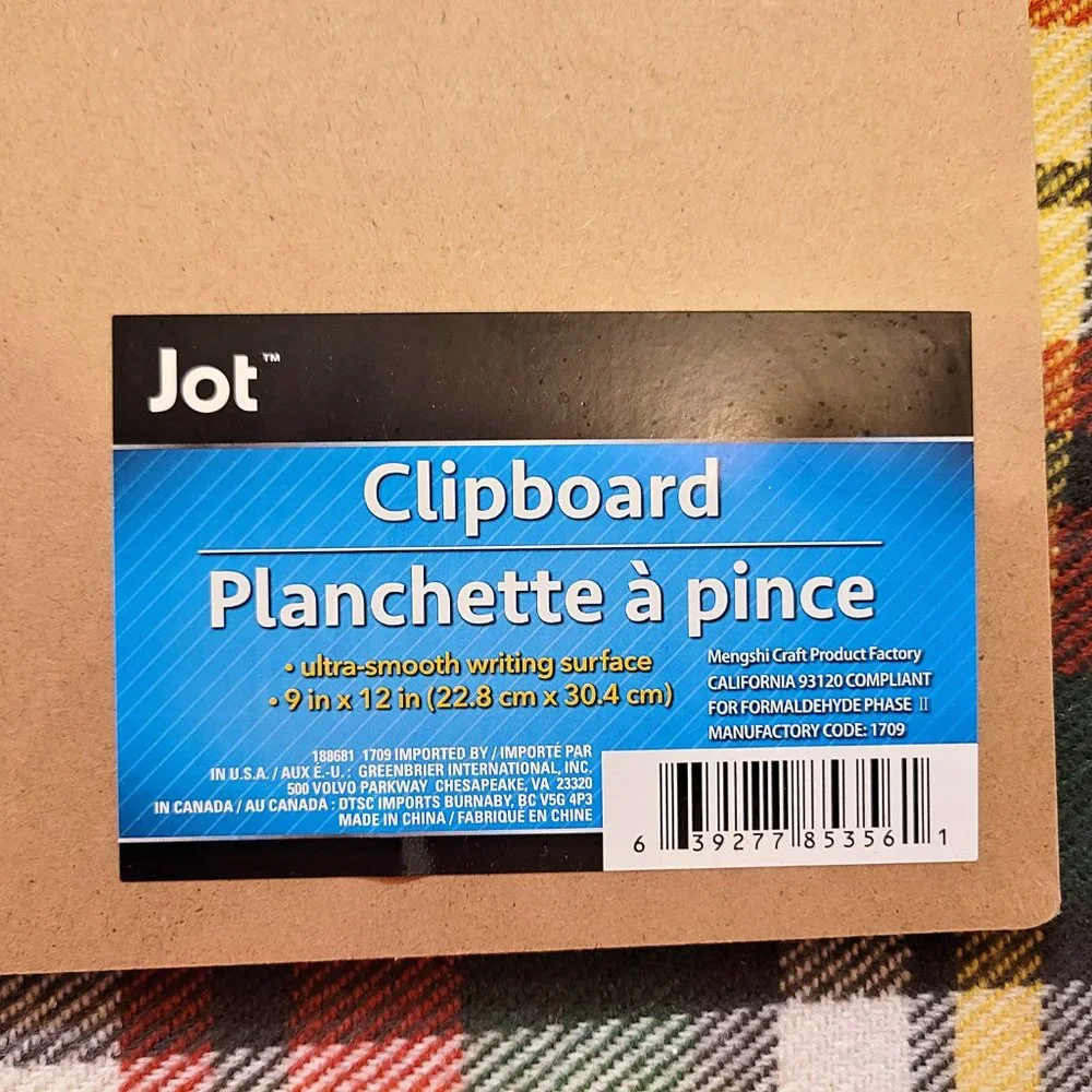 5 Clipboards (4 x natural, 1 x marbled), lightweight, new/unused